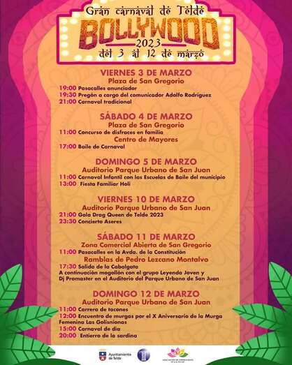 El próximo domingo tendrá lugar una fiesta familiar Holi, el 10 de marzo será la Gala Drag y el concierto de Aseres, y el día 11 la Cabalgata / TA